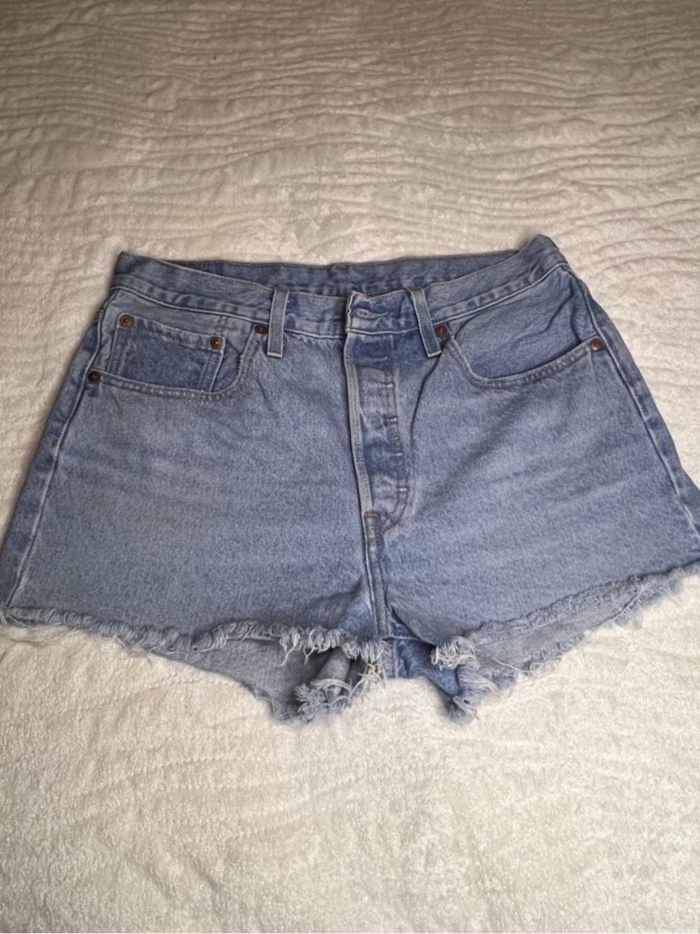 Levi's Light Blue Distressed Denim Cutoff Shorts